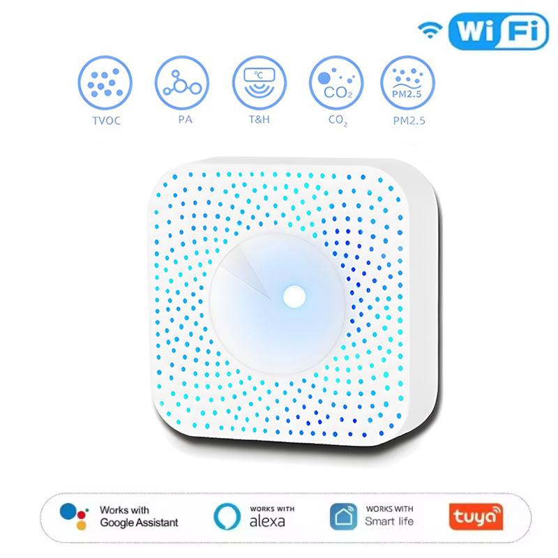 Tuya WiFi ZigBee Air Quality Detector PM2.5 Formaldehyde VOC CO2 Temperature Humidity 6in1 Smart Air Box Sensor Via Alexa Google