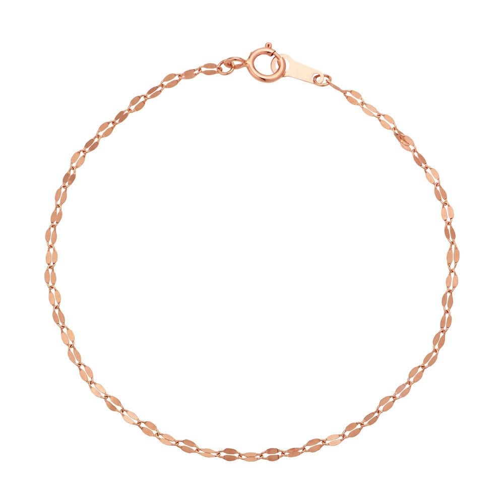 14K Gold Bracelet Chain, Shining Single Line