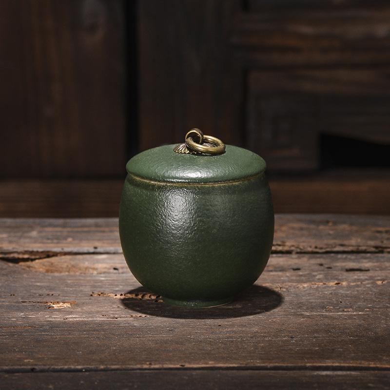 Creative Tea Jar Ceramic Coffee Food Sealed Jar Household Moisture-proof Storage Box Portable Travel Box Storage Container Home