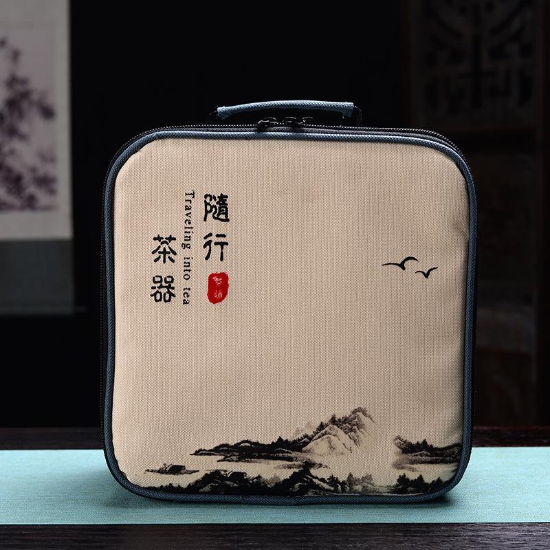 Celadon Beam Pot Travel Kung Fu Tea Set Business Gift Ceramic Tea Set One pot and four cups with tea tray