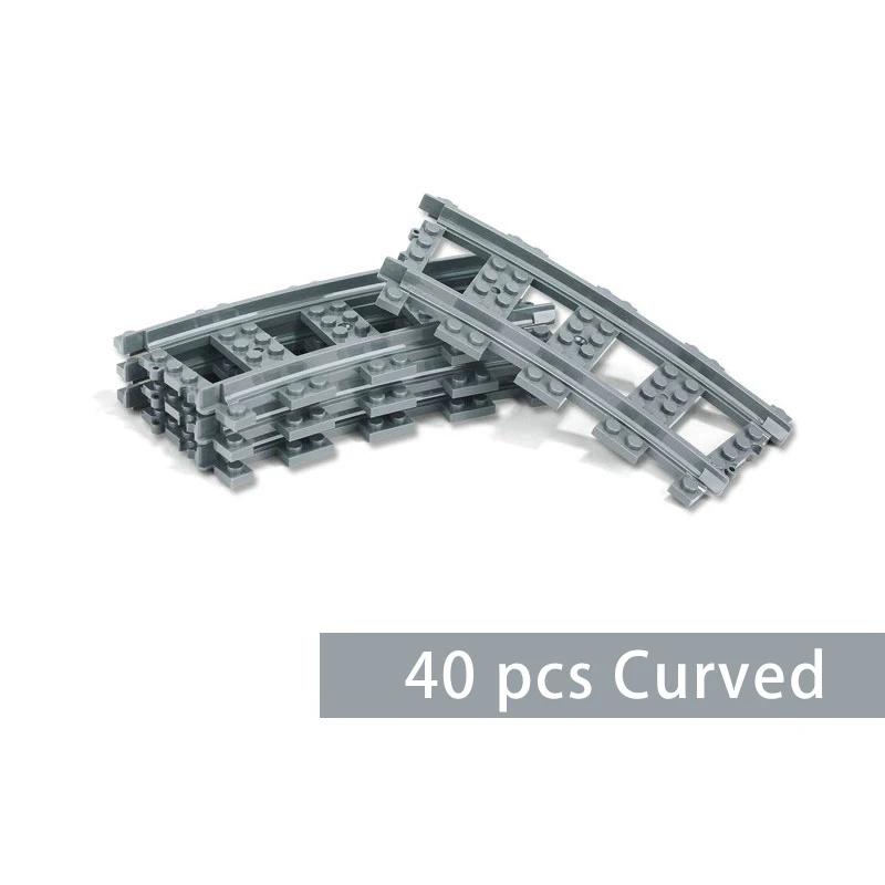 Straight Curved Train Tracks Building Sets DIY 10-100 pcs Kids Toys MOC Bricks City Rail Crossing Accessories