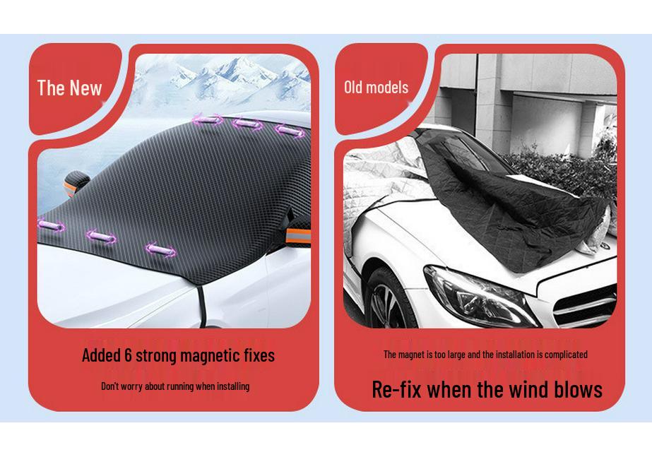 Magnetic Snow Shield & Sun Shade Car Cover for Three Windows