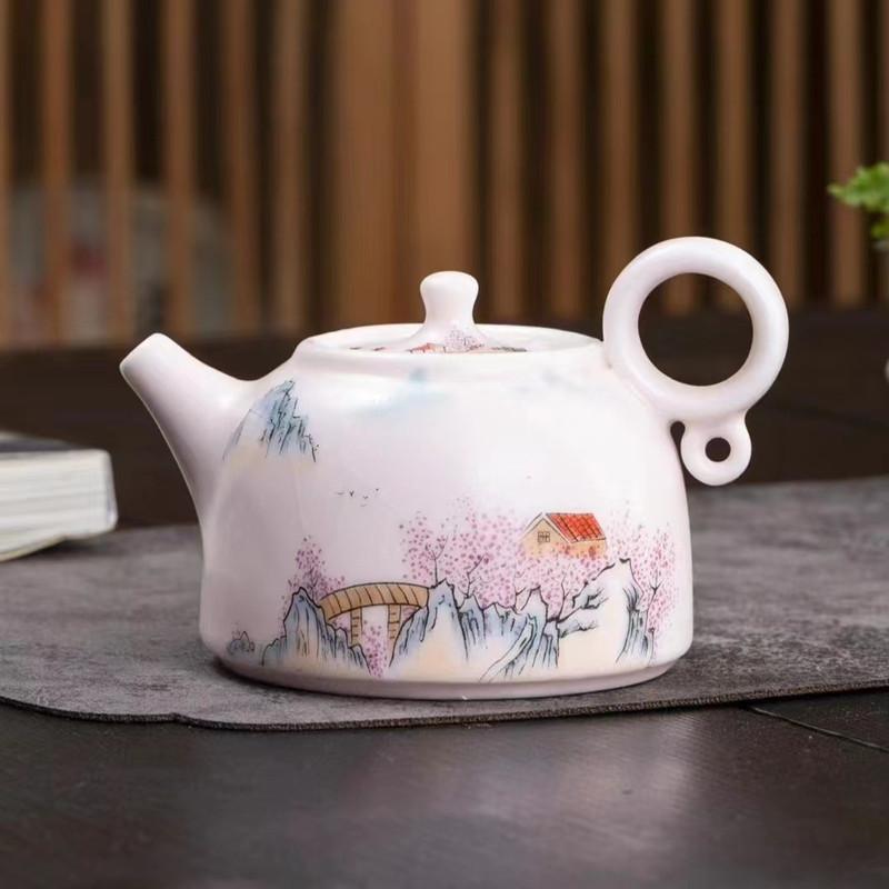 180ml Ru Kiln Ceramic Dezhong Teapot Chinese Style Pink Tea Set Ball Hole Filter Tea Infuser Household Beauty Porcelain Tea Pot