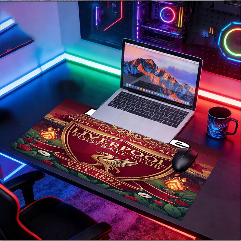 Custom Name Personalized Liverpool Football Club Pattern Mousepad, Laptop PC Desk Mat, Decorative Desk Mat for Home Keyboard Pad Gift
