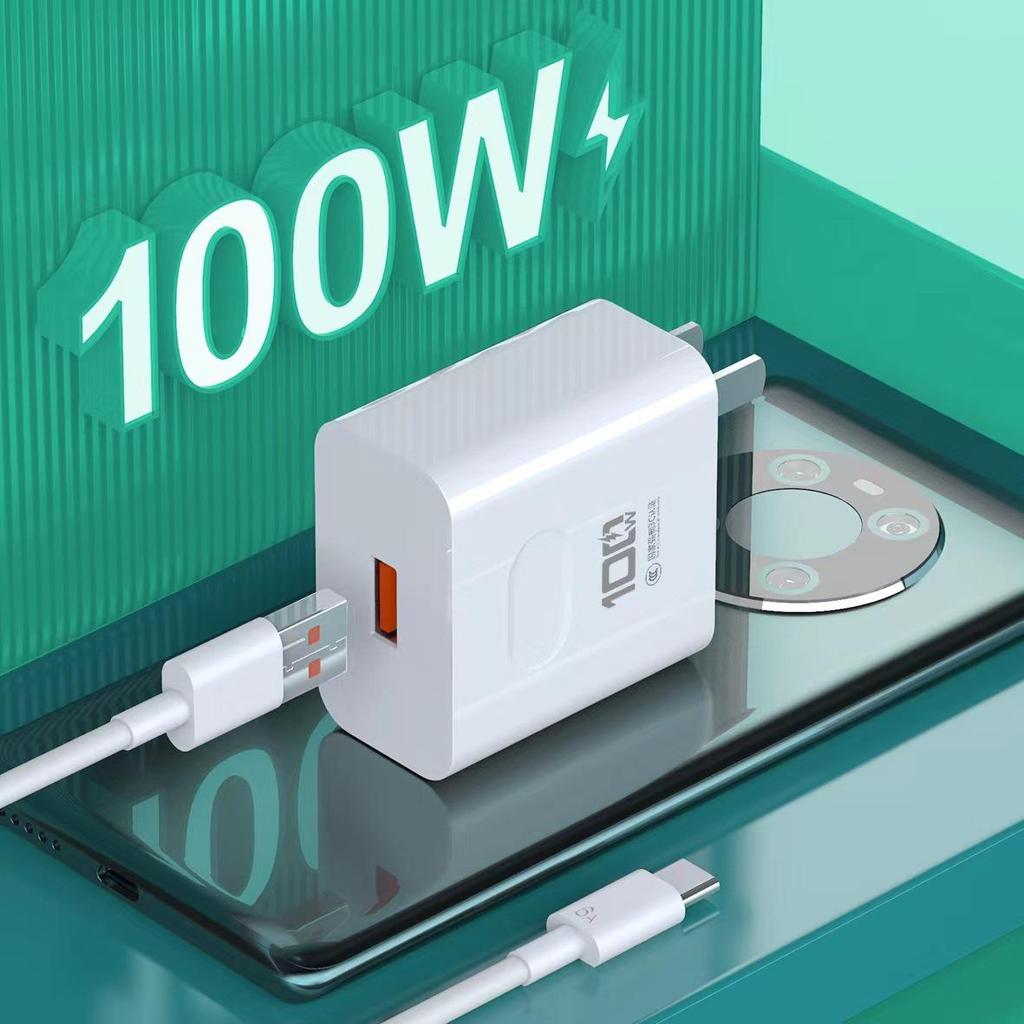 100W Super Fast Charger for Android, Apple, Huawei, and Xiaomi - Fully Compatible Charging Head.