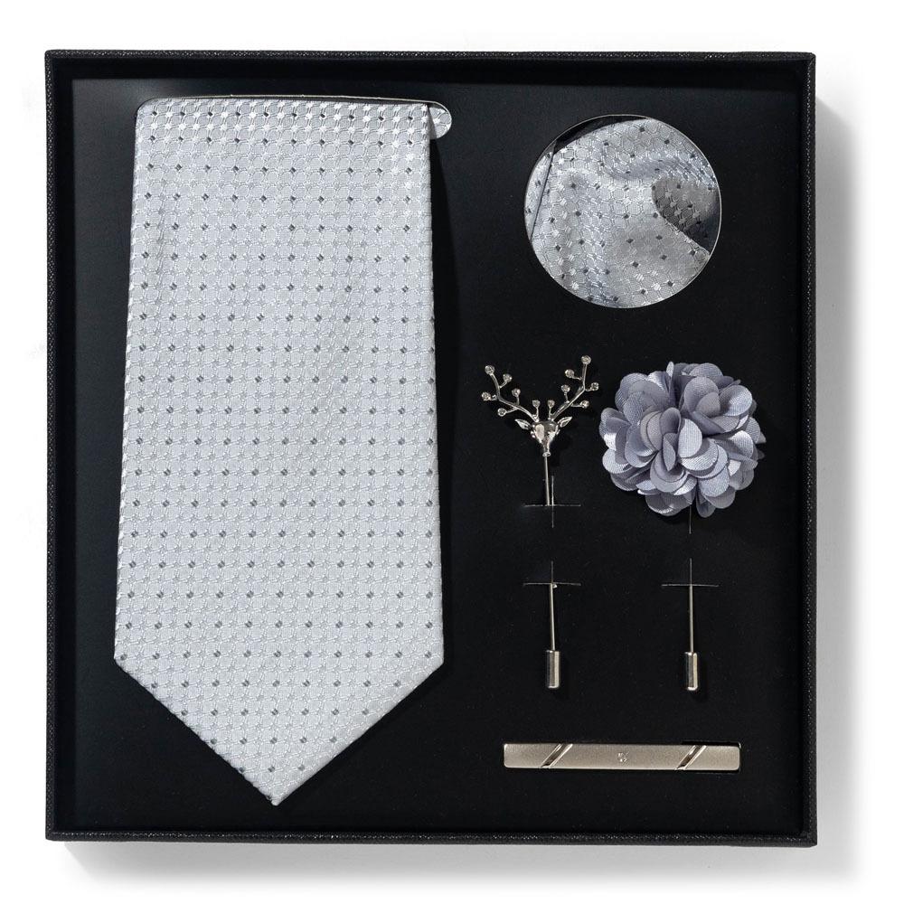 Tie Men'S Net Color Striped Cashew Flower Men'S Tie High Sense 6-Piece Gift Box Men'S Suit Accessories