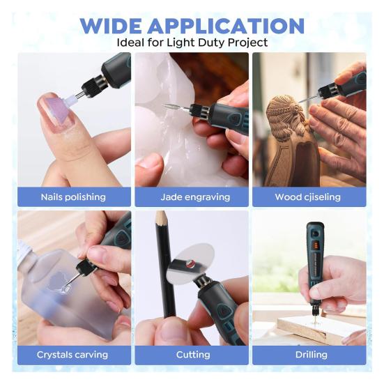 Mini Cordless Rotary Tool 3-Speed USB Rechargeable Rotary Tool with Accessories for DIY Crafts Jewelry Making Wood Carving Polishing Sanding Drilling