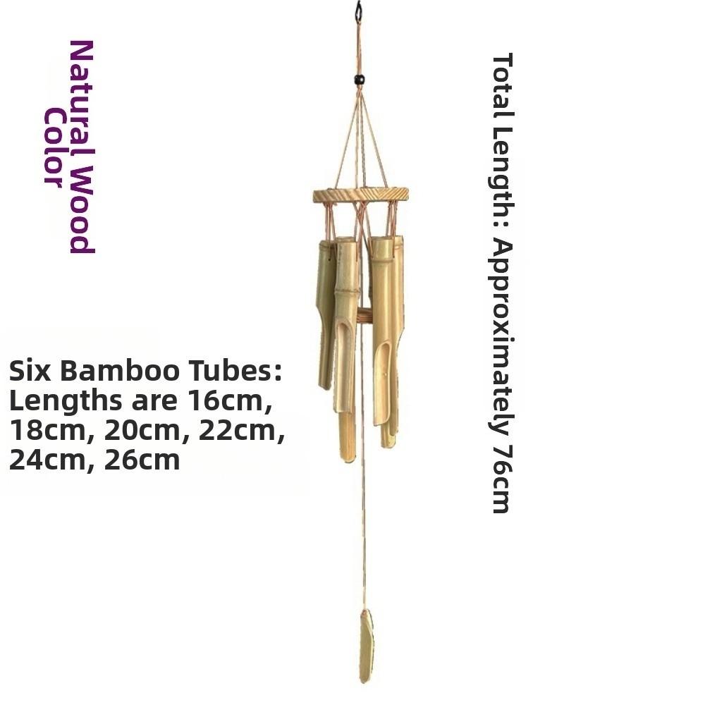 6 Tubes Bamboo Wind Chime Handmade Garden Art Crafts New Hang Decorations  Outdoor бежевый