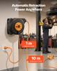 Retractable Extension Cord Reel 10 M Heavy Duty 16AWG / 3C Orange, for Ceiling/Wall Mount, Overheat Protection, Automatic Retractable Power Cord,