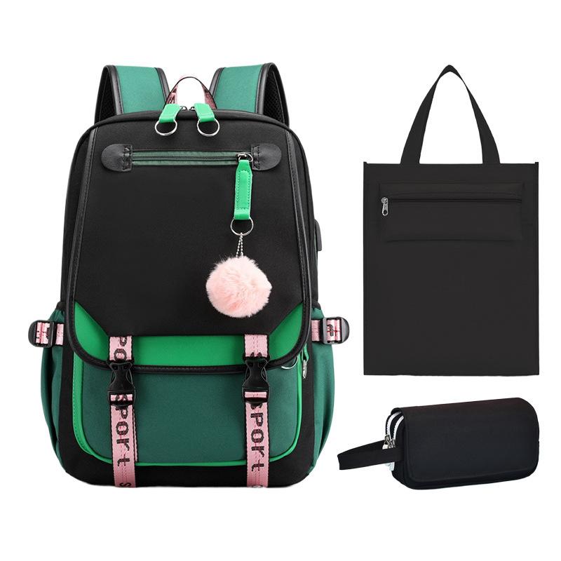 Printing College Style Backpack, High-capacity Schoolbag for Primary and Secondary School Students, Three-piece Set