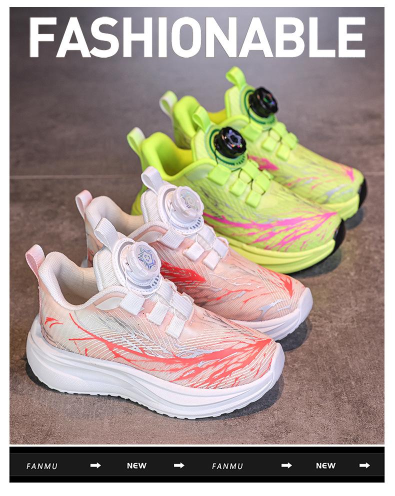 Kindersportschuhe 2025 Herbst neue drehbare Knopf gutaussehende Jungen Mesh atmungsaktive Laufschuhe