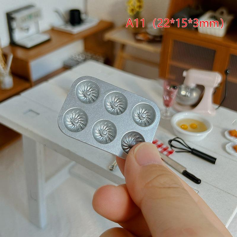 1:6/1:12 Scale Miniature Dollhouse Mini Pastry Biscuit Cookie Cake Bread Silver Mold Diy Food Play Silicone Mold Accessories