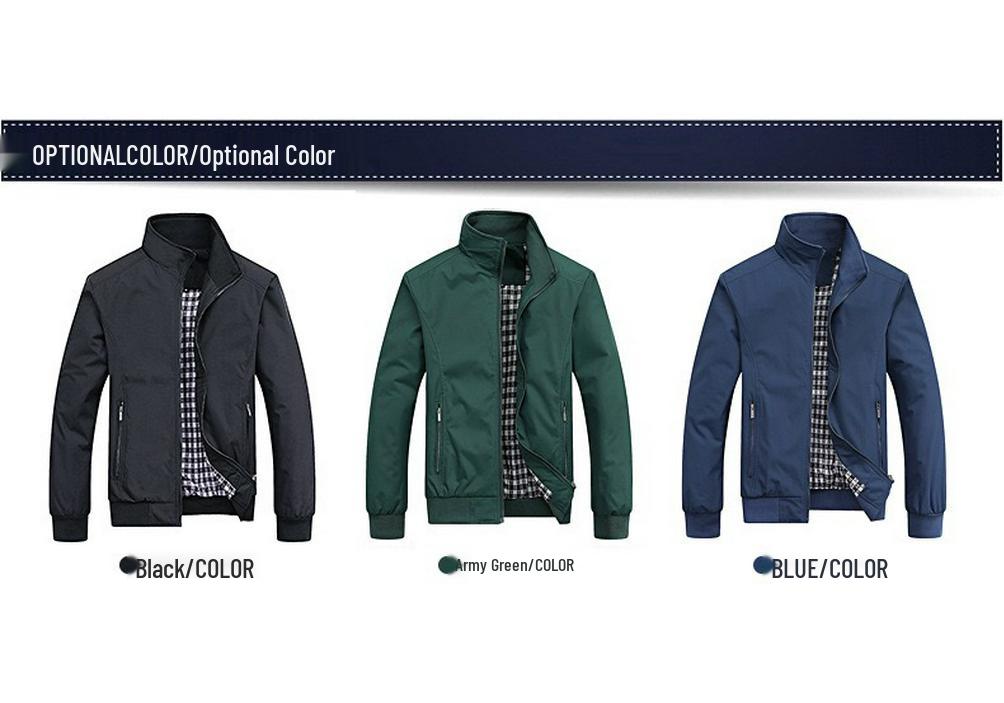 Men's Plus Size Spring & Autumn Casual Business Jacket with Stand Collar