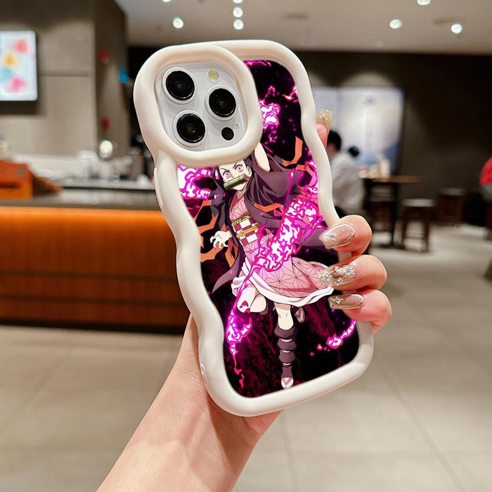 Macaron Büyük Dalga Yumuşak Telefon Kılıfı iPhone 11 12 13 14 15 Samsung A13 A14 A15 A23 A24 A25 A53 A54 A55 Xiaomi Redmi Note 13 12C Kapak A43 Demon Slayer