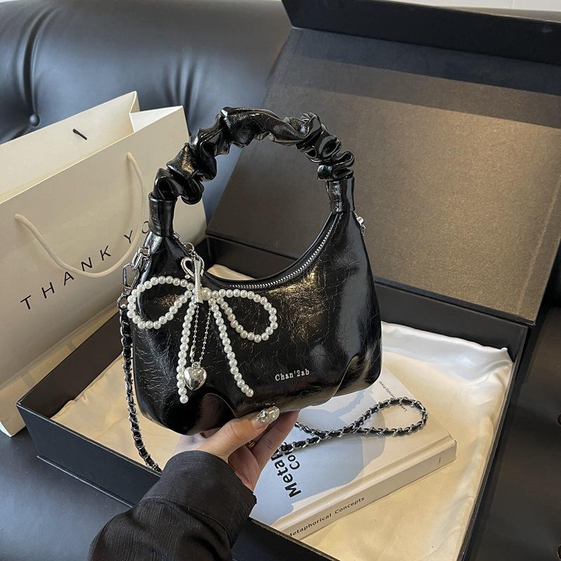 Silberne gefaltete tragbare kleine Tasche Damen Sommer Neu Knödeltasche vielseitig ausländische Kette Umhängetasche