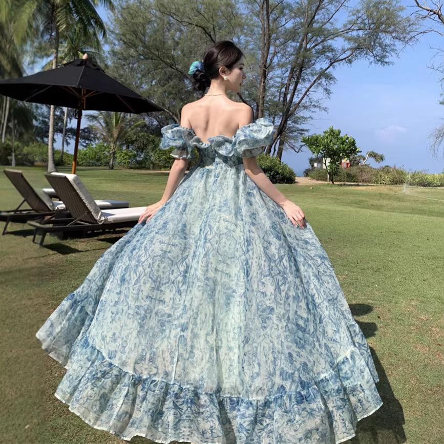 Beach Dress New Seaside Vacation Bohemian Long Dress Floral Dress Photo Travel Wear Super Fairy