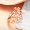 Rose Gold Waterdrop Pattern Ring For Women Aesthetic Bridal Wedding Jewelry Creative Design Female Party Accessory