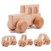 4pcs Wooden Baby Car Toys Beech Wooden Blocks Animal Dogs Cartoon Educational Montessori Toys for Children Teething Baby Teether