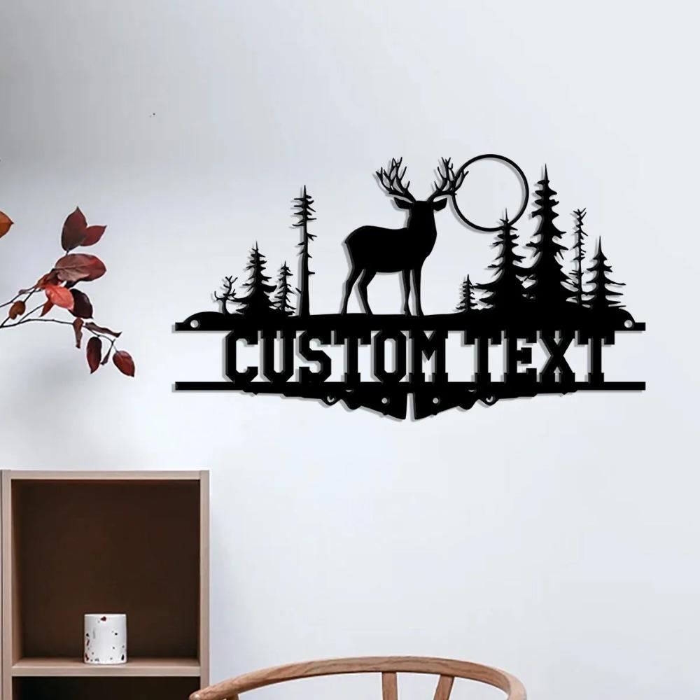 Custom Metal Deer Emblem, Antler Wall Sign, Gift for Deer Lovers & Hunters, Personalized Fawn Nameplate, Lodge Decor