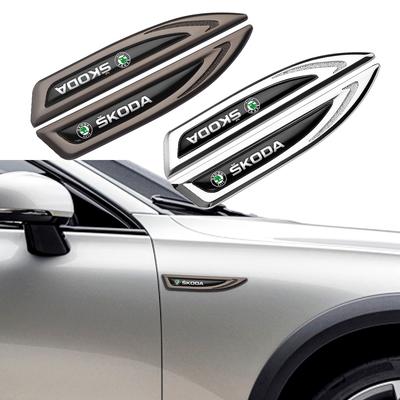 2pcs Metal Auto Badge Body Side Fender Blade Sticker Decor Car Accessories For Octavia 2 3 Kodiaq Fabia Karoq Superb Rapid