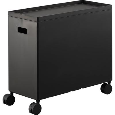 Yamazaki Storage Box Wagon with X D35 X Tower with Ideal for Narrow 4557 Lid, Large, Black. Dimensions W15.5 H31.7cm (including Casters). Brand,