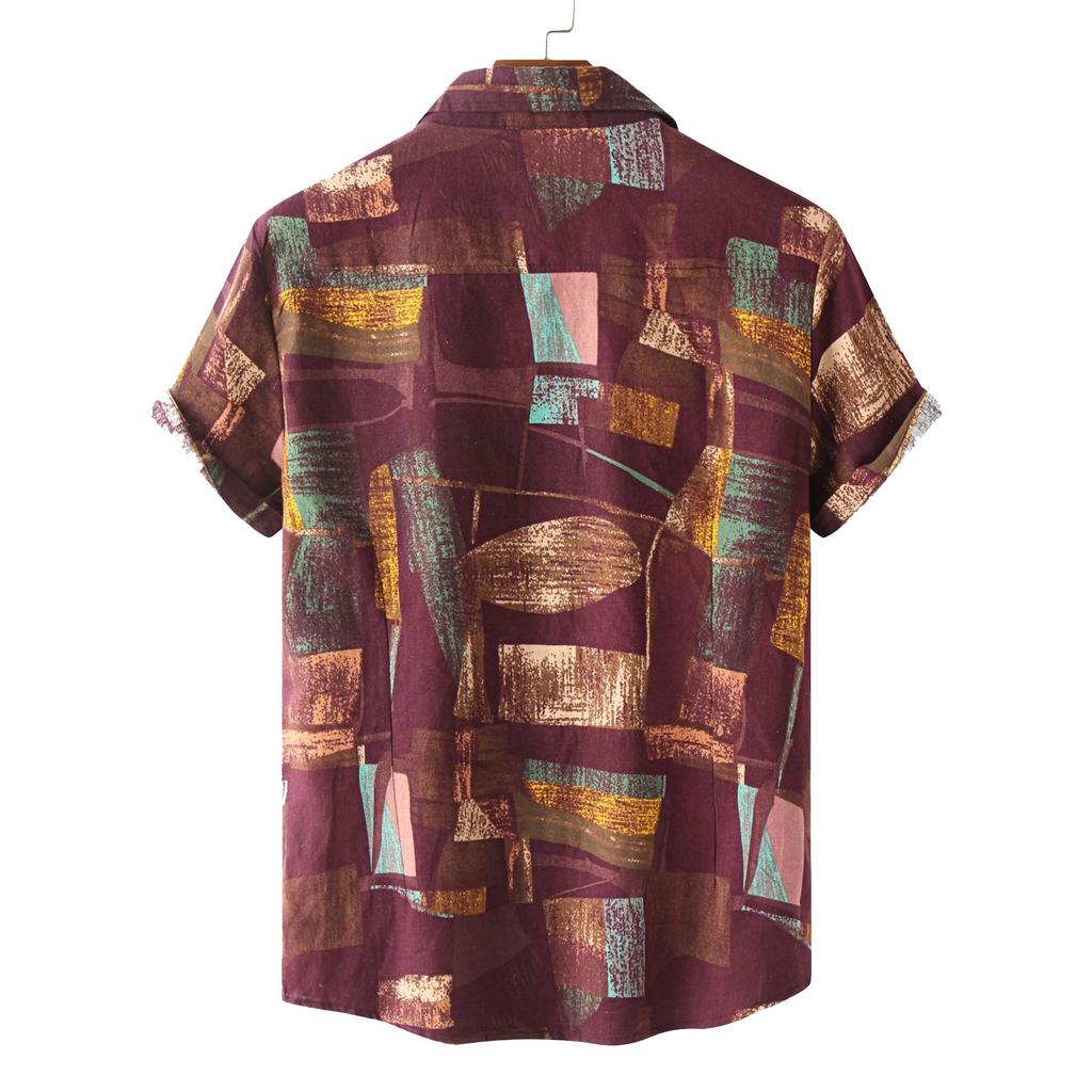 Men's Fashion Casual Print Hawaii Vacation Short-sleeved Shirt