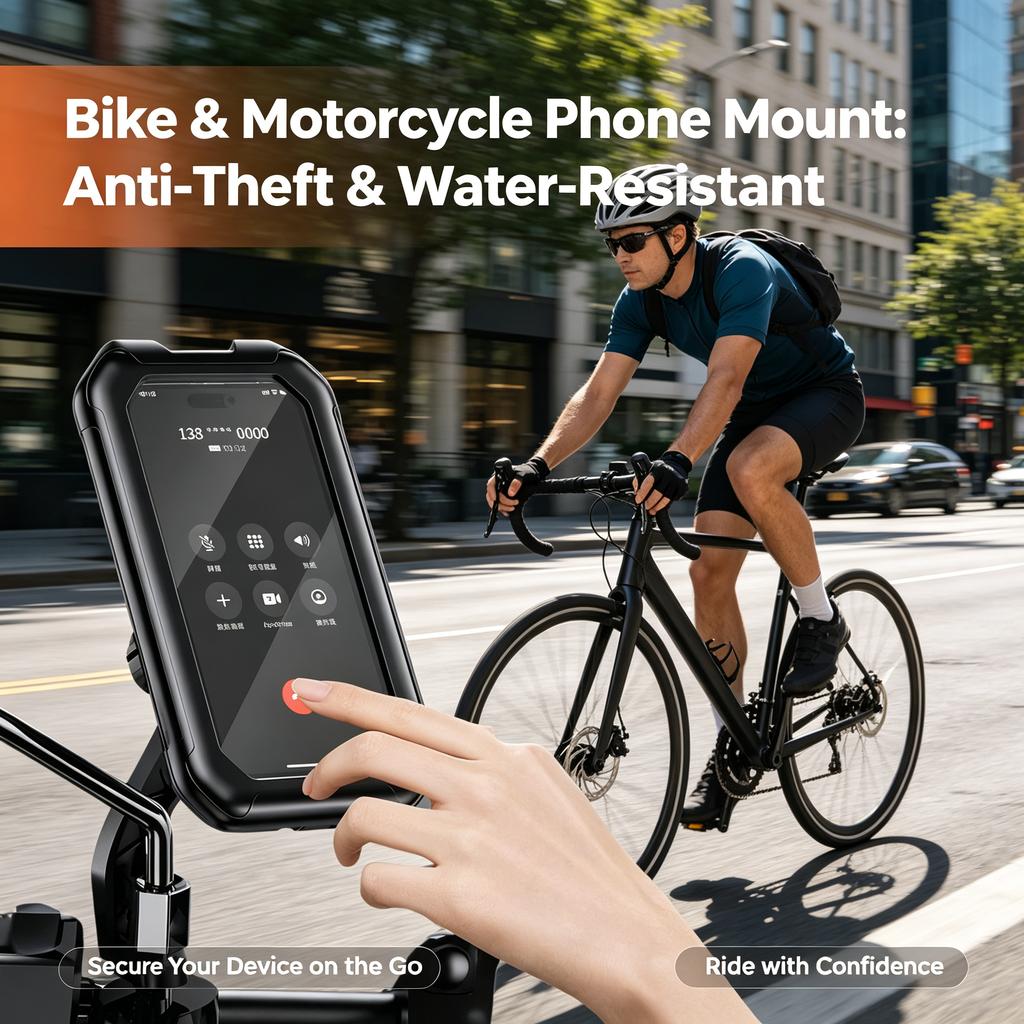 Soporte para teléfono móvil para bicicleta y motocicleta, antirrobo y resistente al agua