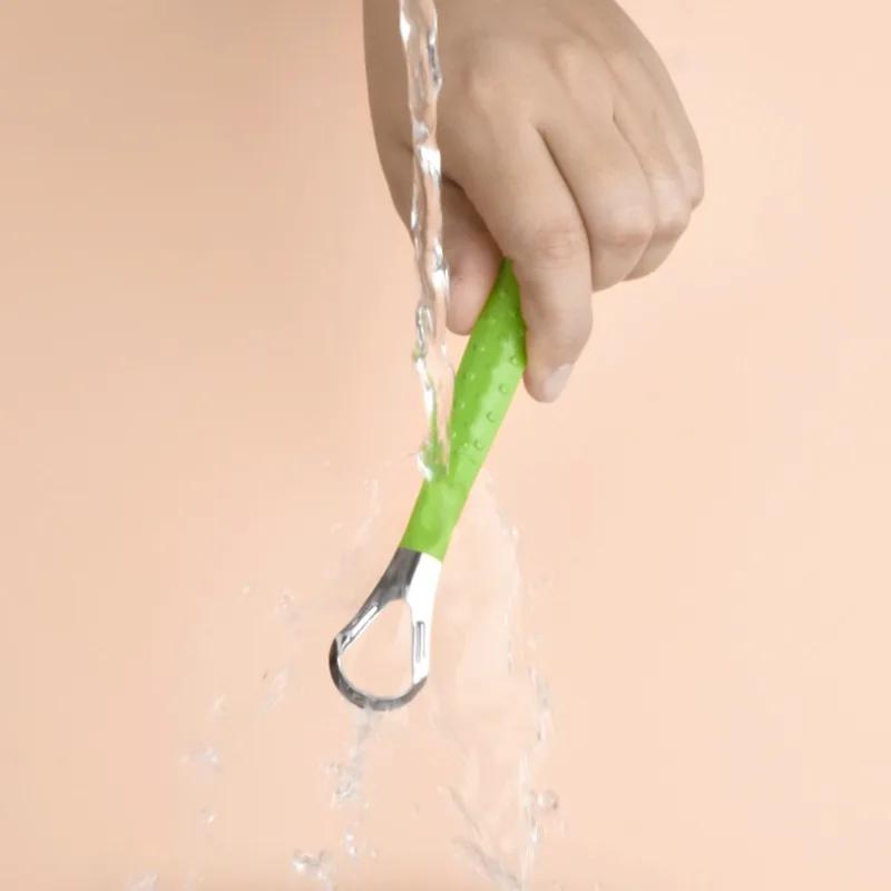 New Silicone Tongue Scraper Cleaner Remove Halitosis Tongue Coating Oral Care Brush for Fresh Breath