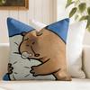 Capybara Cute Cushion Cover Summer Linen Pillow Case Organic Fabric Cushion Cover Double-Sided Print Sofa Home Decor