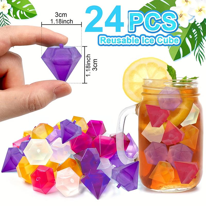 24 Pezzi/Set Cubetti di Ghiaccio Riutilizzabili per Whisky Pietre Resistenti all'Usura Estive Cubetti di Ghiaccio per Whisky Accessori in Plastica