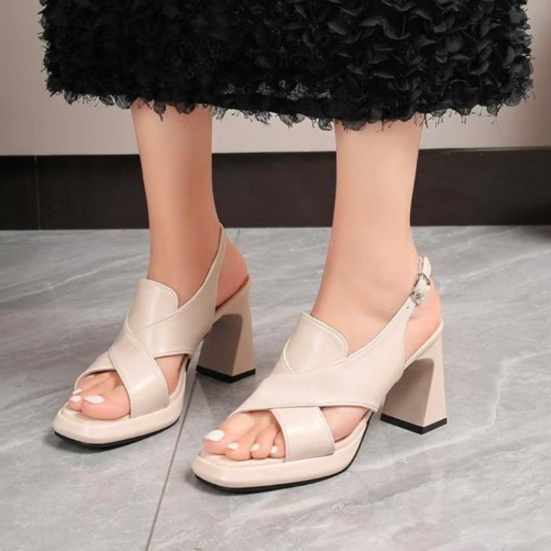 

Модные женские сандалии Сандалии на платформе из мягкой кожи 2025 Лето Толстая подошва Высокий каблук Сандалии Летняя обувь Для 35 бежевый