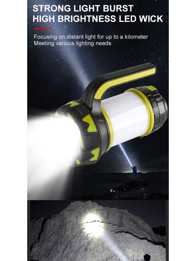 Portable Camping Lantern Lamp T6 Beads Flashlight USB Rechargeable Waterproof Emergency Outdoor Searchlight with COB Sidelight