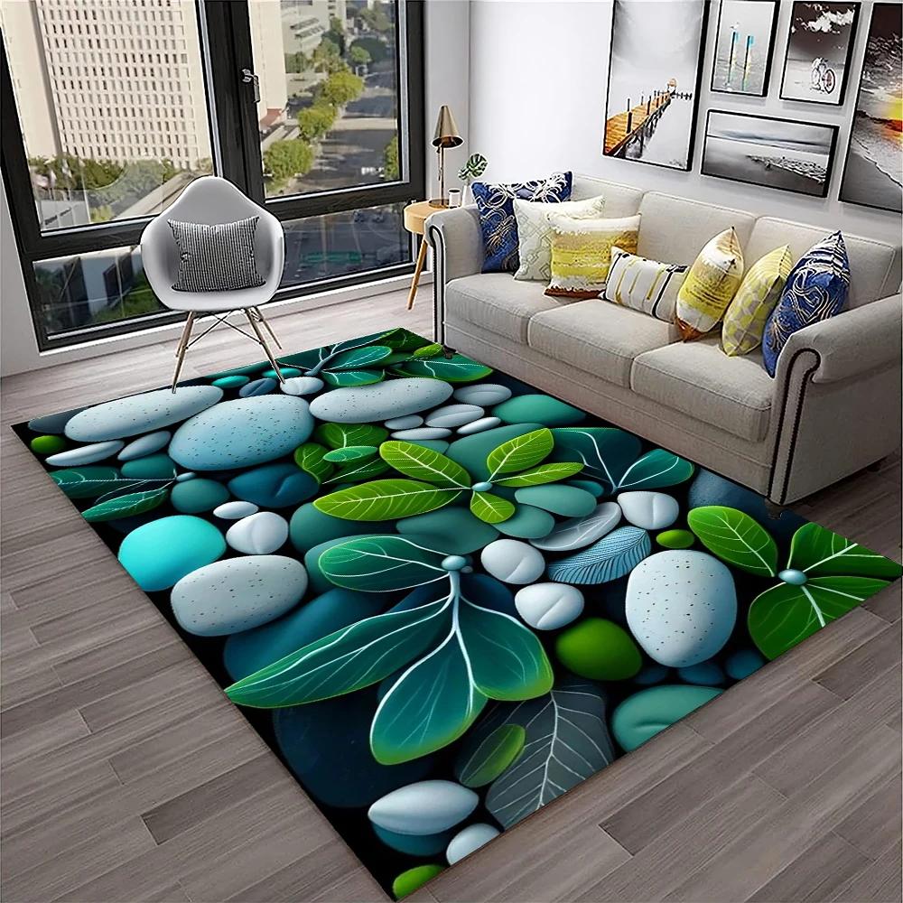 3D Stone Pebbles Footprint Beach Carpet Rug for Home Living Room Bedroom Sofa Doormat Decor,Kid Play Area Rug Non-slip Floor Mat
