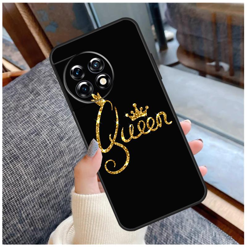 Cute King Queen Crown Case For OnePlus 15 12R 13R 13T 10T 8T 13 12 11 10 Pro Nord 5 CE 2 3 4 Lite N20 N30 Coque