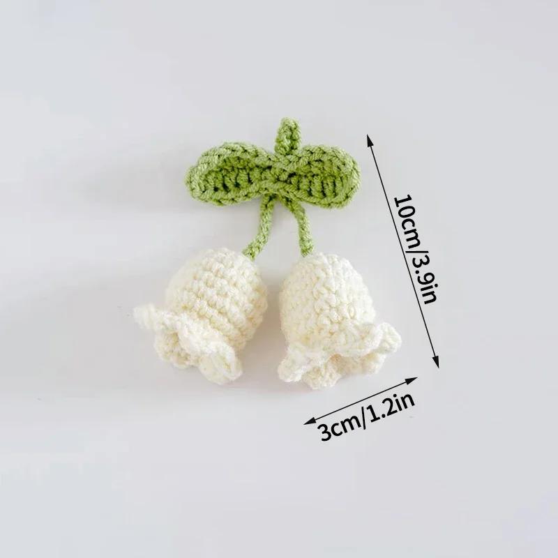Crochet Flower Keychain Lily Of The Valley Orchid Pendants Car Hanging Decoration Wedding Gift for Guests Knitted Flower Gift