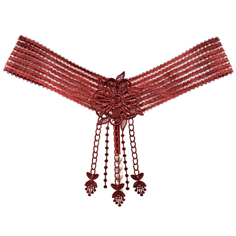 Evropské a americké sexuální kalhotky pro ženy, třecí Yin Pearl A Thread Bed Tease, horké perspektivy, vyšívané tanga pro ženy