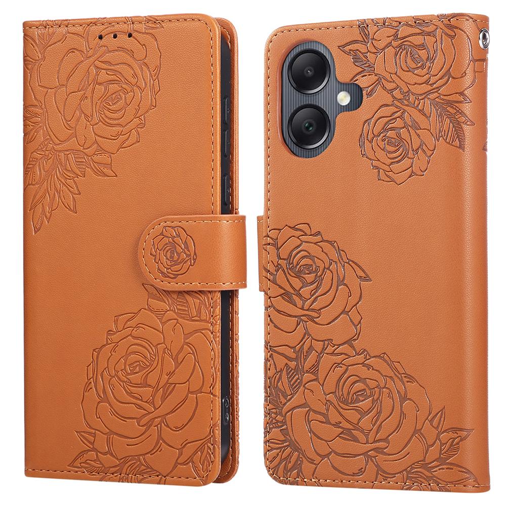 For Samsung Galaxy A07 4G/A06 4G/A06 5G Case Rose Flower PU Leather Wallet Phone Cover with 3 Card Slots/Wrist Strap