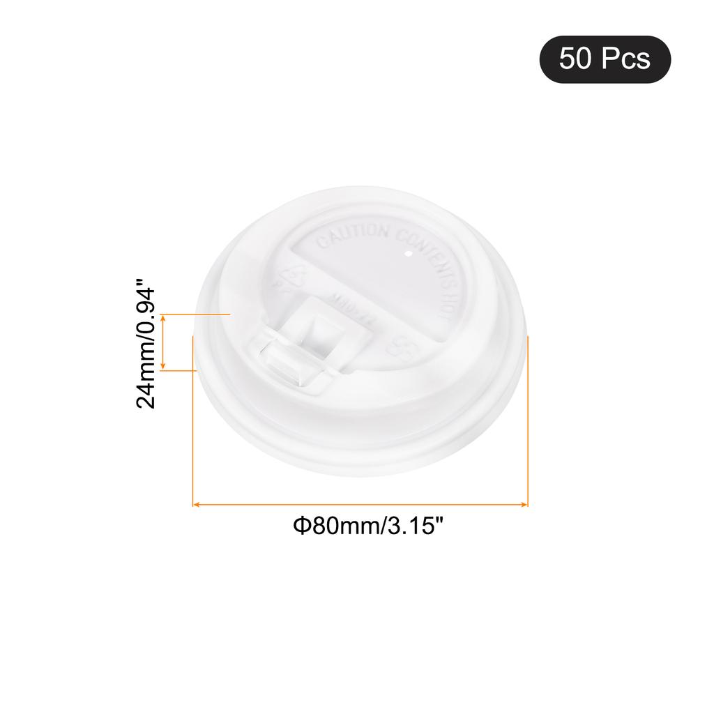 50 Stück Einweg-Kaffeebecher Deckel 80mm Plastikdeckel für 8OZ Kaffeebecher Geeignet für kalte und heiße Getränke Milchtee Weiß Schwarz