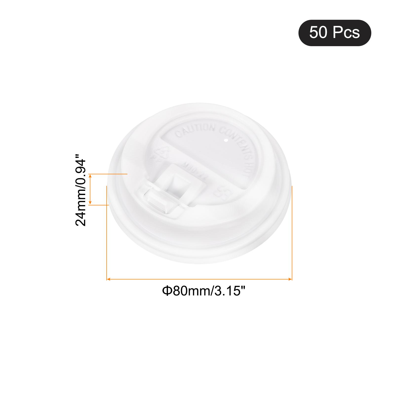 

50 штук Одноразовые кофейные стаканчики Крышки 80 мм Пластиковые крышки для 8 унций кофейных стаканчиков Подходят для холодных и горячих напитков Молочный чай Белый Черный