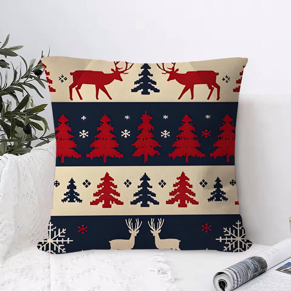 Weihnachten Entzückender Rentier Kissenbezug Quadratisches Kissen Schlafzimmer Sofa Freizeit Komfort Kissen Wohnzimmer Heimdekoration