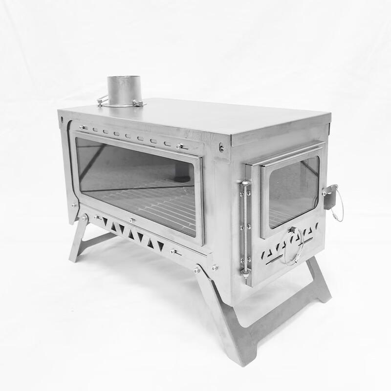 UOSU Foldable Portable Wood Stove with Double-Sided Glass