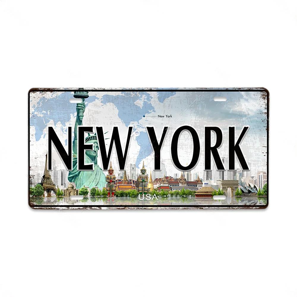 Vintage Country Metal Signs Posters Licenses Plate Decor for Living Room Colorado Lansing Nevada Ohio Washington Plaque