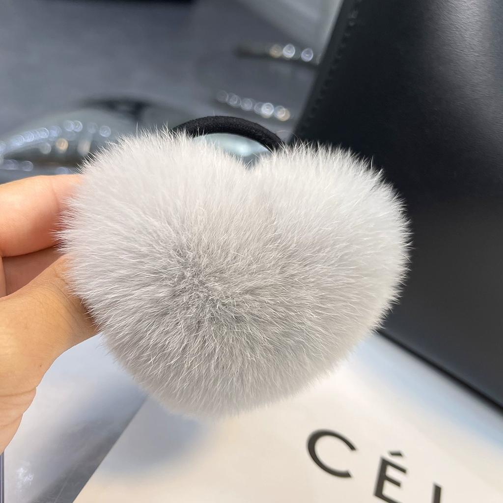 Korean cute Rex rabbit hair band ponytail headrope Internet celebrity high sense hair rope plush love headgear autumn and winter women
