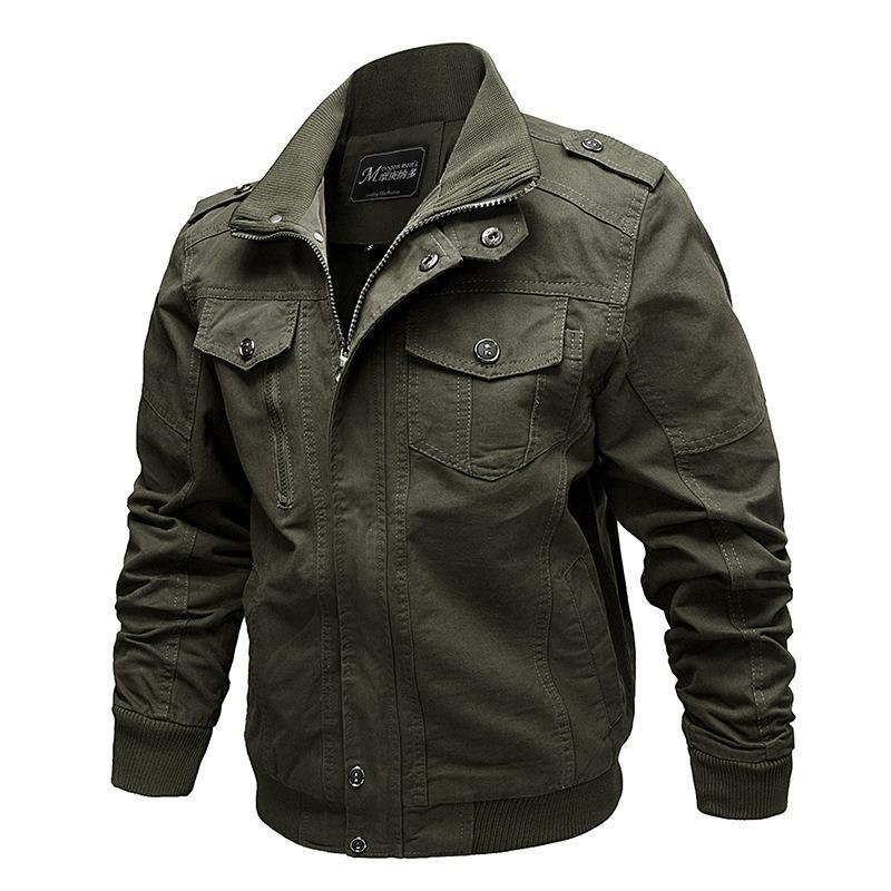 Spring New Men's Casual Pure Cotton Military Jacket Outdoor Loose Large Size Tooling Jacket Men
