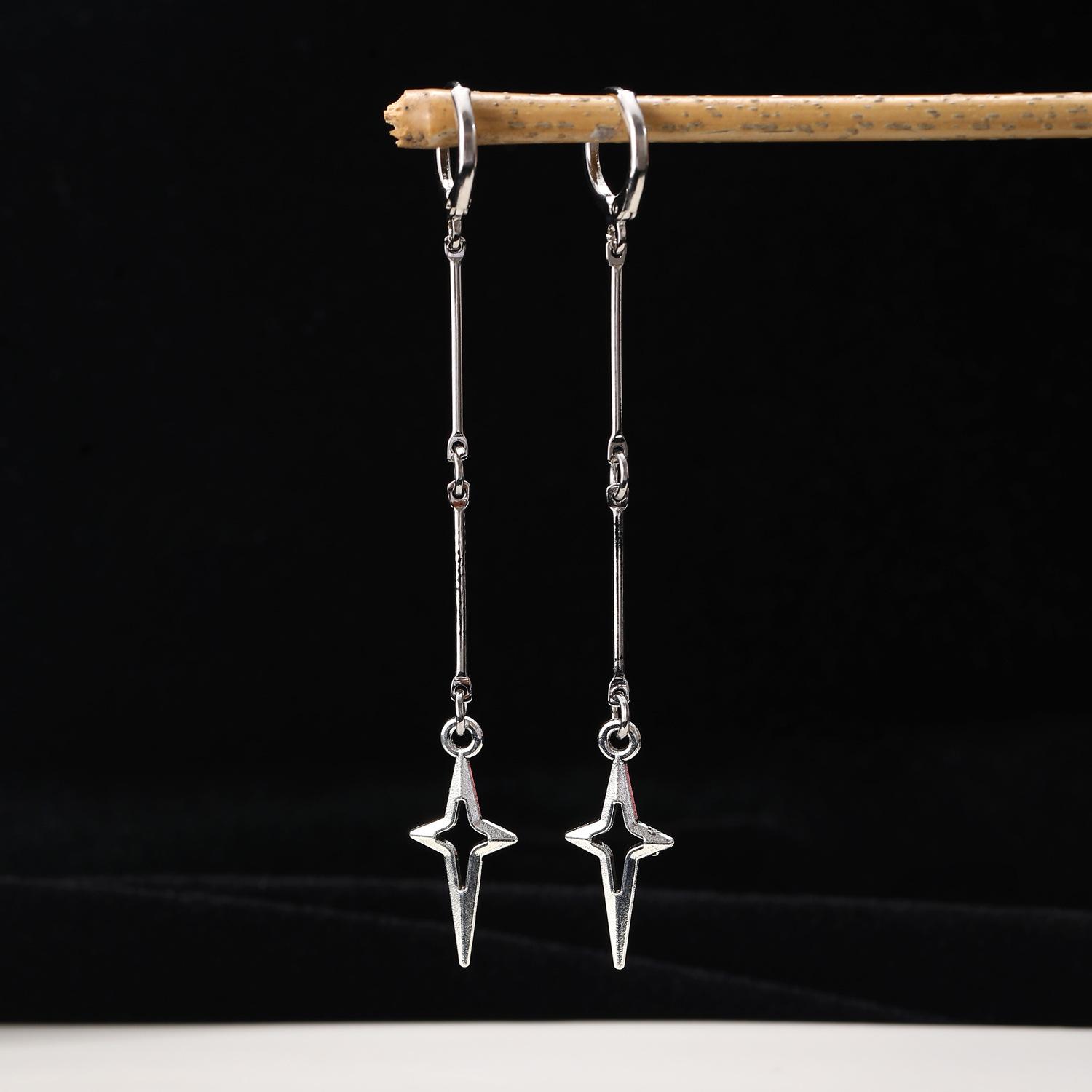 Punk Fashion Long Star Drop Earrings For Women Jewelry Trending New Hip Hop Rock Street Gothic Rivet Women s Earrings Gifts