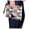 Kenzo Color Block Brand Tag Decorative Zipper Leather Detail Clutch Bag Large Unisex Clutch Bag Green FD55PM602F31-MU