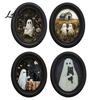 Ghost Oil Painting Print Halloween Wall Art, Cute Table Sign, Vintage Oval Framed Decor Picture, Decorative Art for Mantel Living Room Bedroom