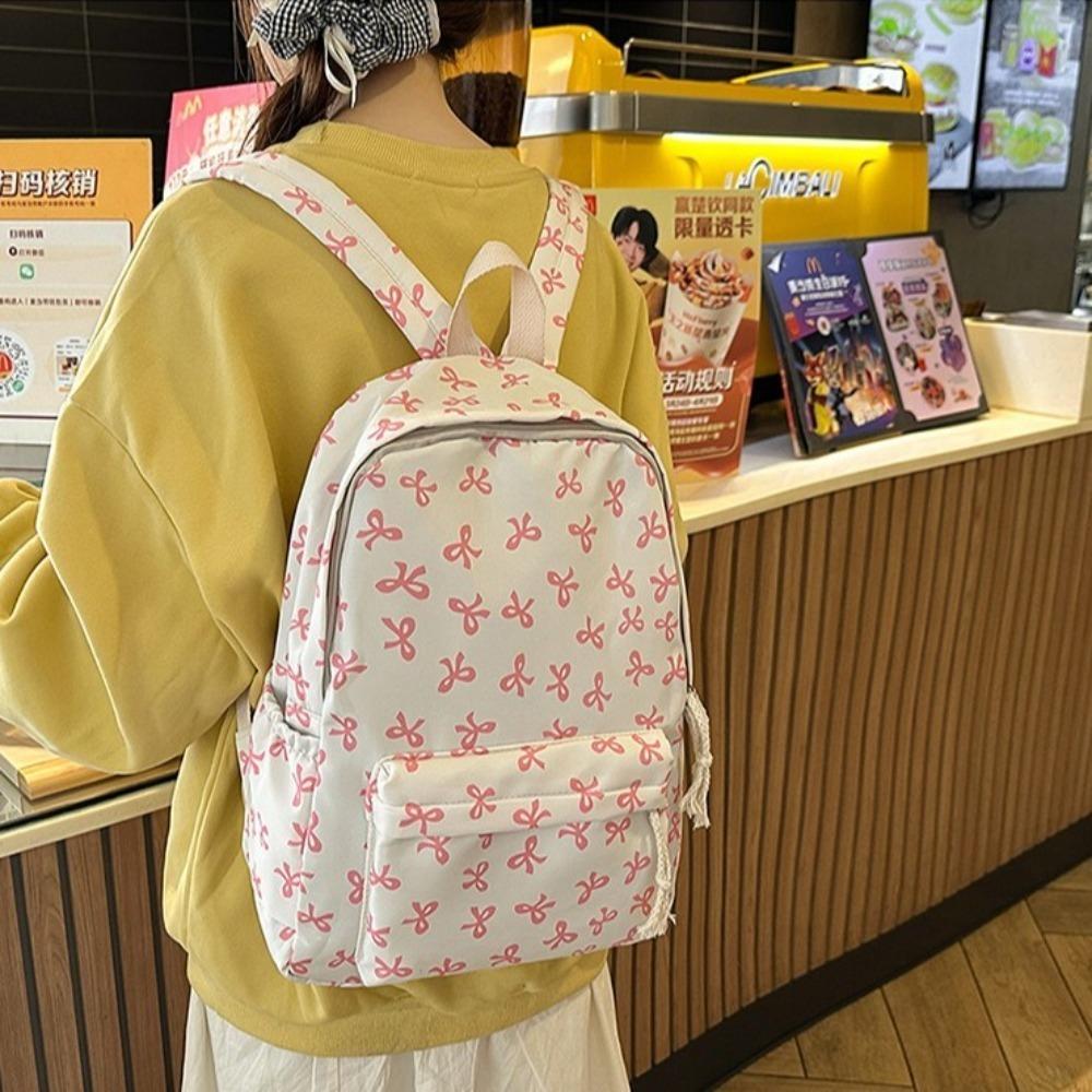 Nylon Studenten Schultasche Leichte Teenager Umhängetasche Einfacher Schleifen Rucksack Studenten