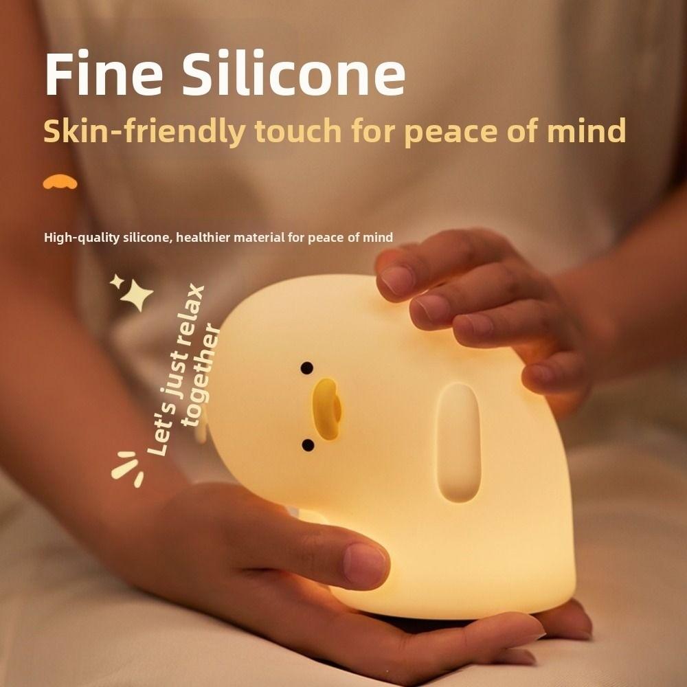 Warm White Light Duck LED Night Light USB Charging Timing Duck Silicone Lamp Slap Control 3-Level Adjustable