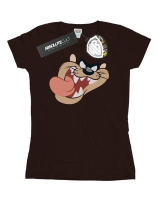 Damen/Damen Tasmanian Devil Face Baumwoll-T-Shirt